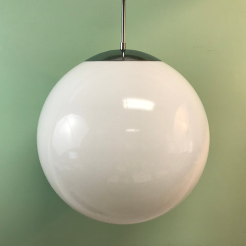 20" White Acrylic Globe Pendant Light by Practical PropsCustom 20" White Acrylic MCM Globe Pendant Light by Practical Props