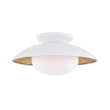 Cadence 14" Modern Glass Flush Mount in Black or White with Gold Leaf