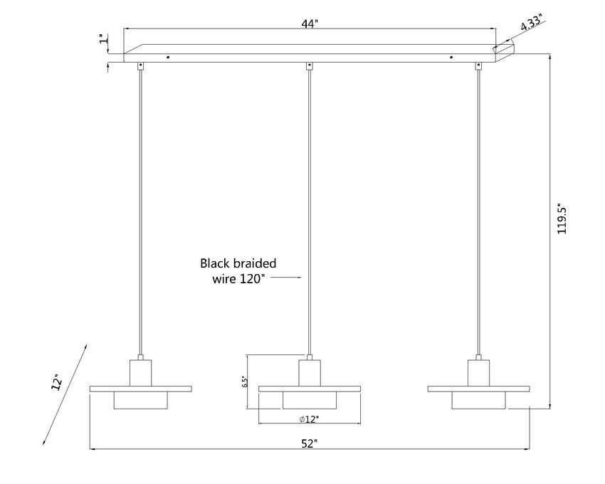 Ludo 3-Light Linear Chandelier