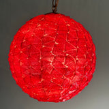 Vintage 1950s Candy Red Mid Century Spaghetti Ribbon Acrylic Swag Globe Pendant Light MCM