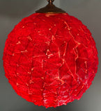 Vintage 1950s Candy Red Mid Century Spaghetti Ribbon Acrylic Swag Globe Pendant Light MCM