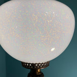 Vintage Handblown Opalescent Iridescent Pendant Light with Brass Plug-In Swag Hardware
