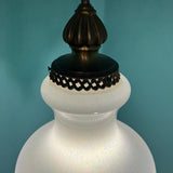 Vintage Handblown Opalescent Iridescent Pendant Light with Brass Plug-In Swag Hardware