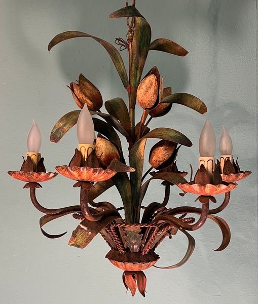 Vintage Italian Toile 5-Light Chandelier