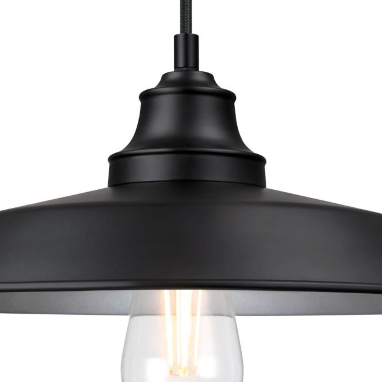 Iron Hill Farmhouse Industrial China Hat Metal Shade Pendant Light in Black