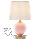 Eliza Rose Glass Round Modern Table Lamps with Linen Shades by Lite Source