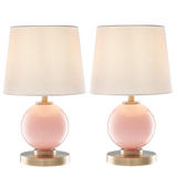 Eliza Rose Glass Round Modern Table Lamps with Linen Shades by Lite Source
