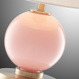 Eliza Rose Glass Round Modern Table Lamps with Linen Shades by Lite Source