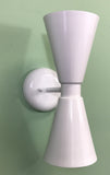 Midcentury Modern Bowtie Dual Cone Wall Sconce Light White