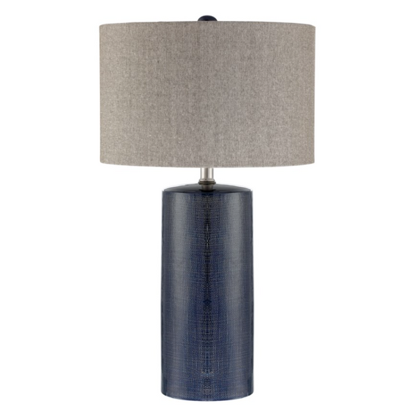 Jacoby Navy Blue Ceramic Table Lamp with Linen Shade by Lite