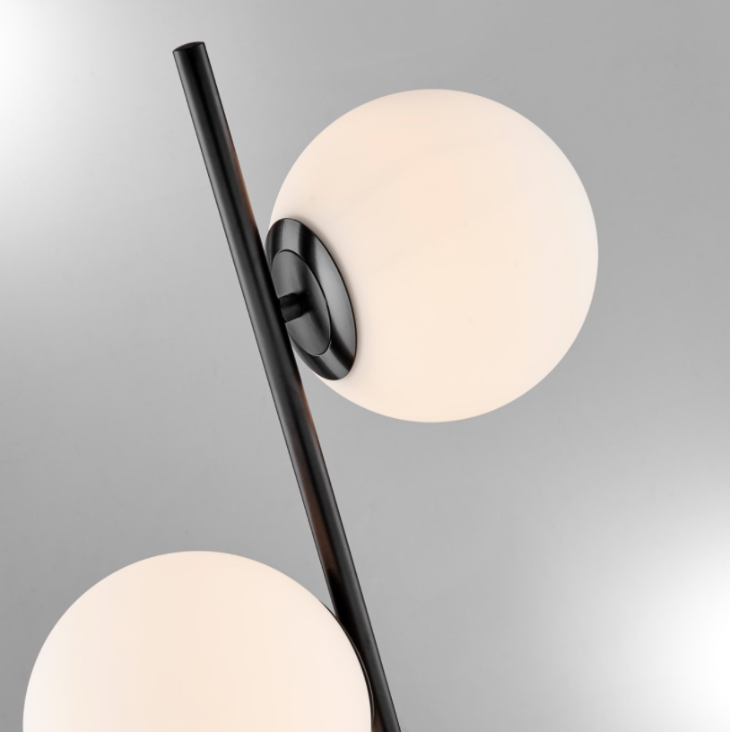 Lencho 2-Light Modern Frosted Globe Floor Lamp in Brass or Black