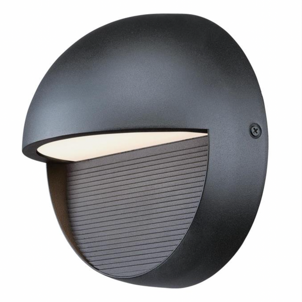 Winslett Matte Black Round Dimmable LED Exterior Wall Sconce