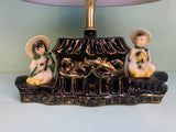 Vintage Large Ceramic Oriental TV Lamp with Shade