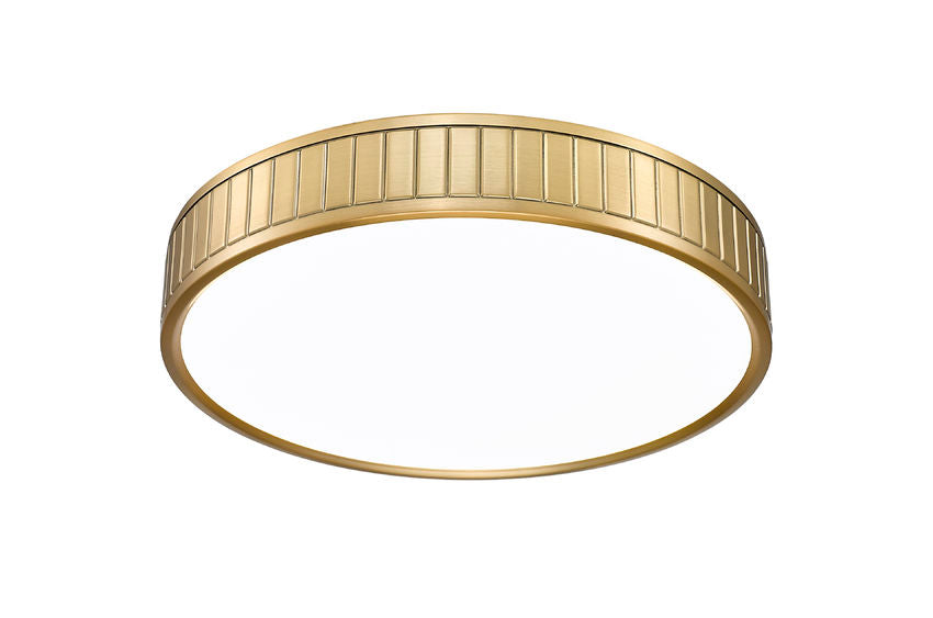Madison 16" Modern Ribbed LED Flush Mount Ceiling Fixture in Brass, Nickel, or Matte Black