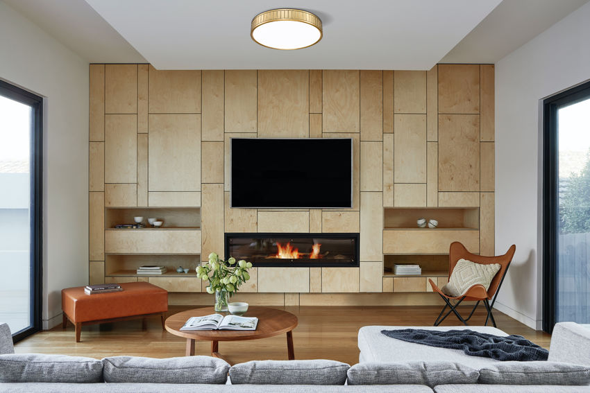 Madison 16" Modern Ribbed LED Flush Mount Ceiling Fixture in Brass, Nickel, or Matte Black