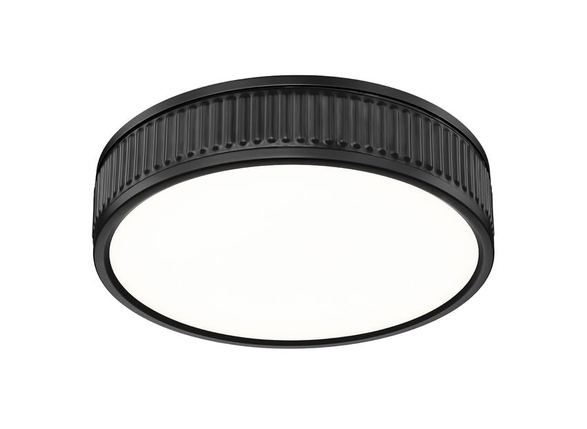 Stari 12" Modern Ribbed LED Flush Mount Ceiling Fixture in Brass, Nickel, or Matte Black