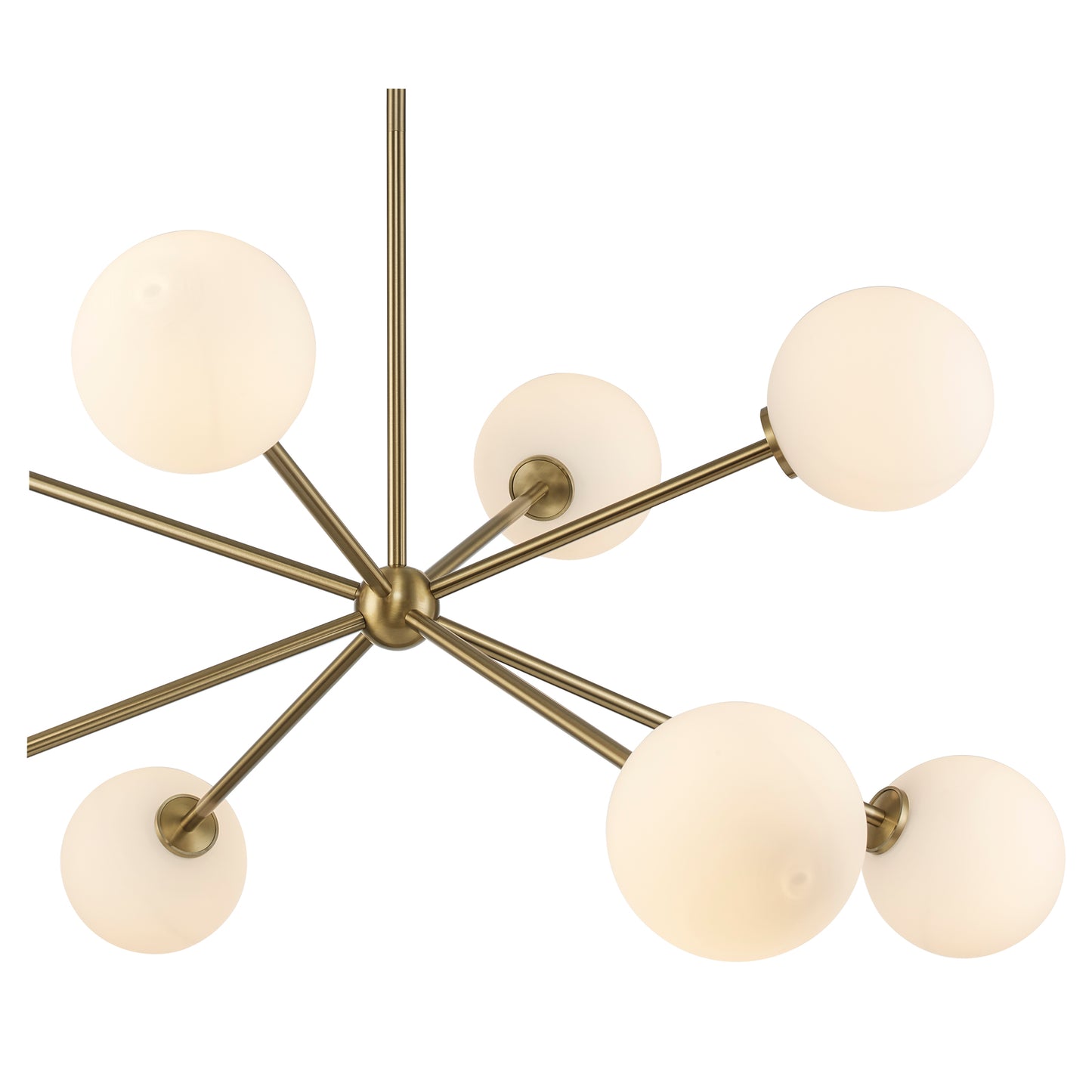 Haskell 8-Light Globe Sputnik Chandelier in Matte Black or Brushed Brass - Practical Props