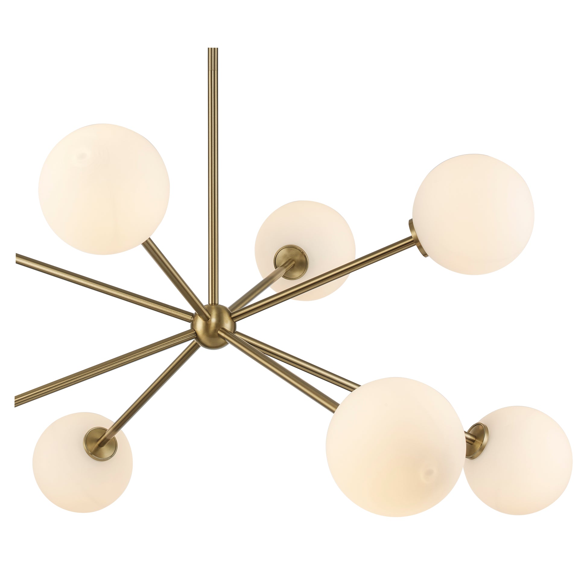 Haskell 8-Light Globe Sputnik Chandelier in Matte Black or Brushed Brass - Practical Props