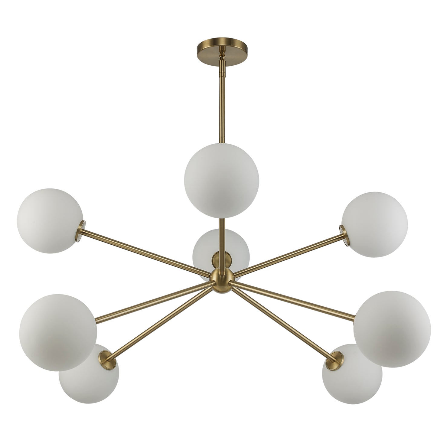 Haskell 8-Light Globe Sputnik Chandelier in Matte Black or Brushed Brass - Practical Props
