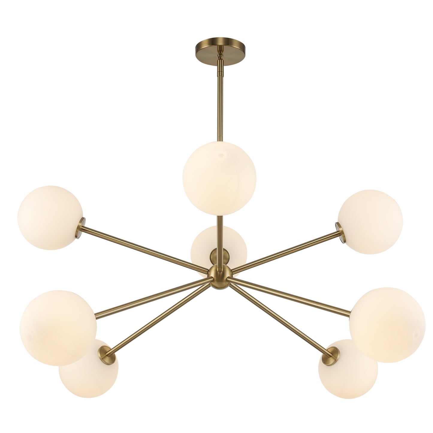 Haskell 8-Light Globe Sputnik Chandelier in Matte Black or Brushed Brass - Practical Props