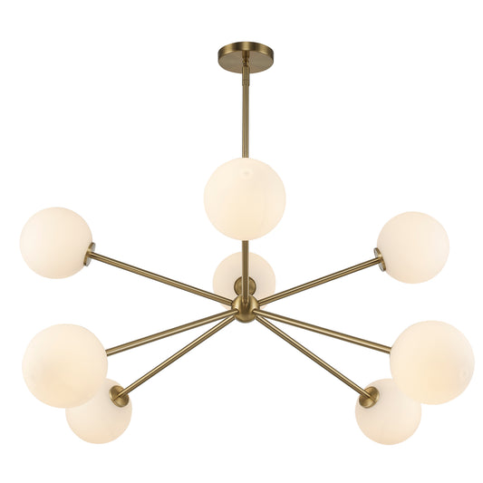 Haskell 8-Light Globe Sputnik Chandelier in Matte Black or Brushed Brass - Practical Props