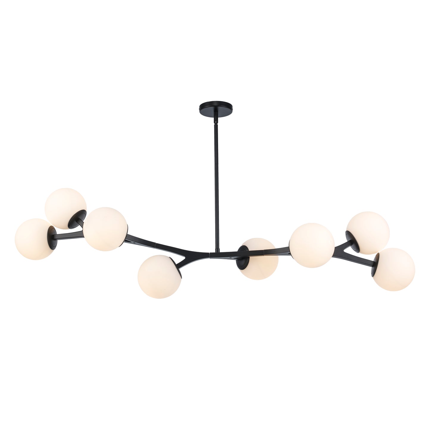 Rebel 8-Light Asymmetric Globe Sputnik Chandelier in Matte Black or Brushed Brass