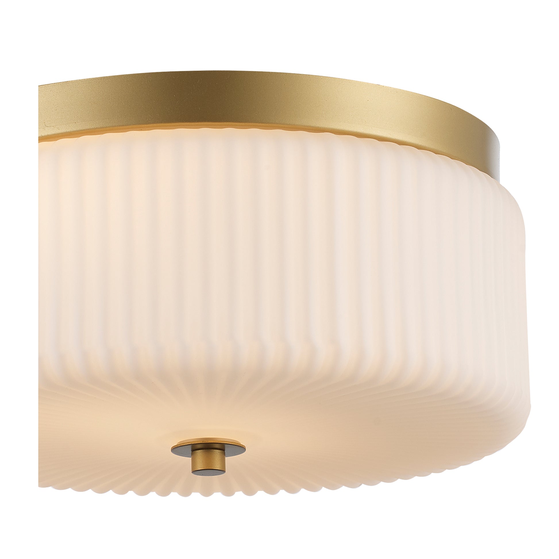 Quartz Quarters Ribbed Glass Flush Mount Ceiling Light in Brass or Black