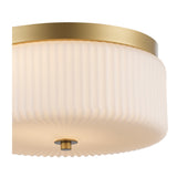 Quartz Quarters Ribbed Glass Flush Mount Ceiling Light in Brass or Black