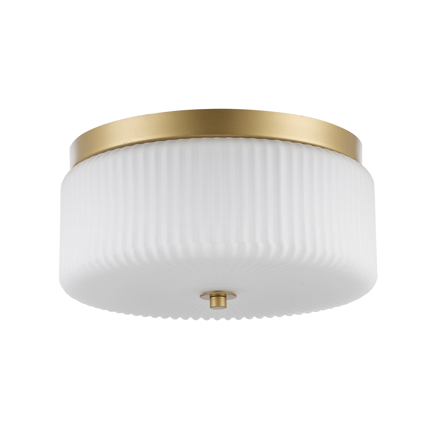 Quartz Quarters Ribbed Glass Flush Mount Ceiling Light in Brass or Black