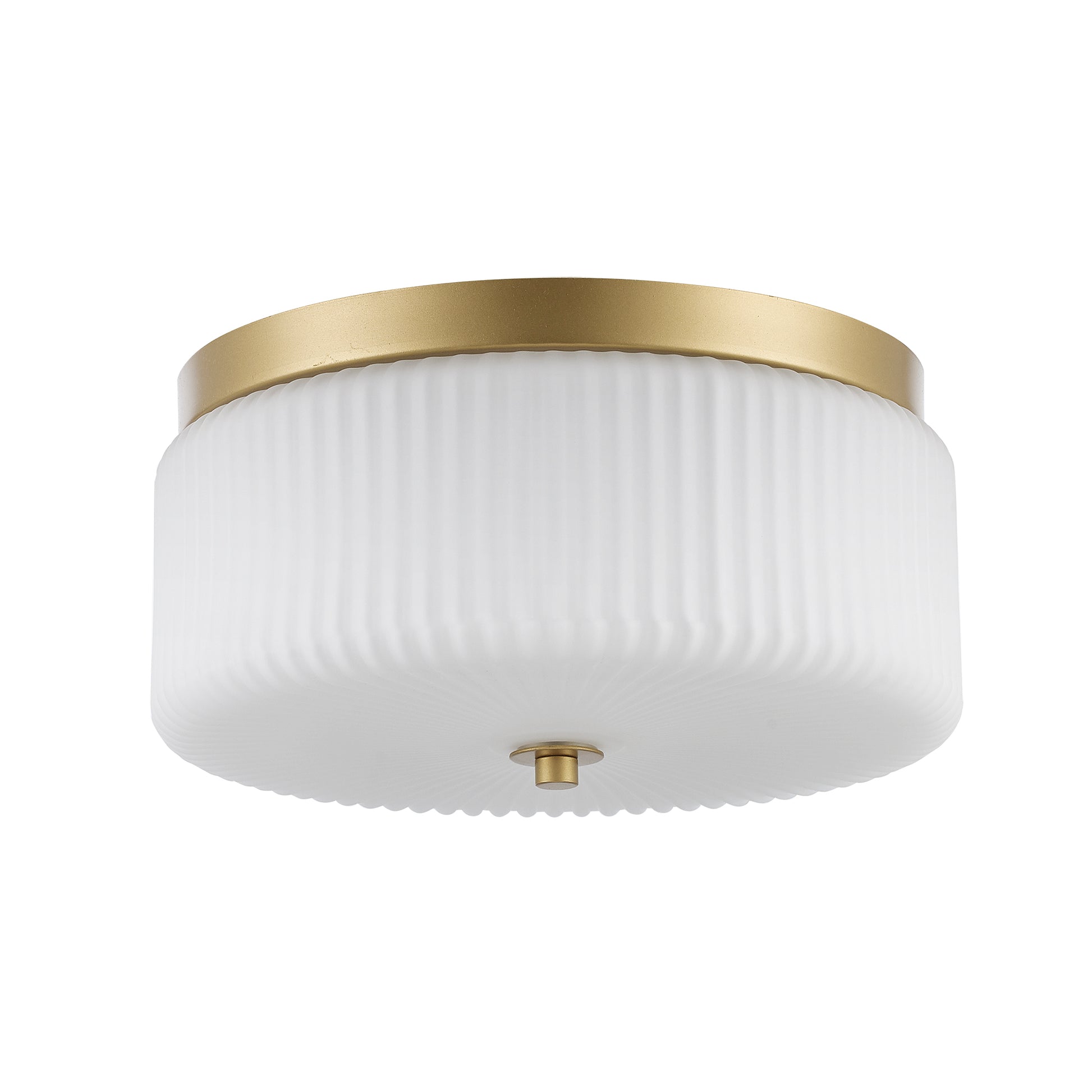 Quartz Quarters Ribbed Glass Flush Mount Ceiling Light in Brass or Black