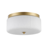 Quartz Quarters Ribbed Glass Flush Mount Ceiling Light in Brass or Black