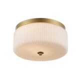 Quartz Quarters Ribbed Glass Flush Mount Ceiling Light in Brass or Black