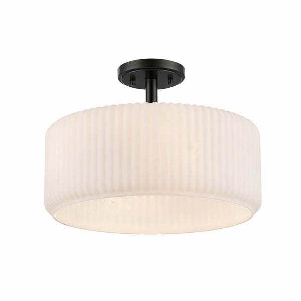 Quartz Quarters Ribbed Glass Semi-Flush Mount
