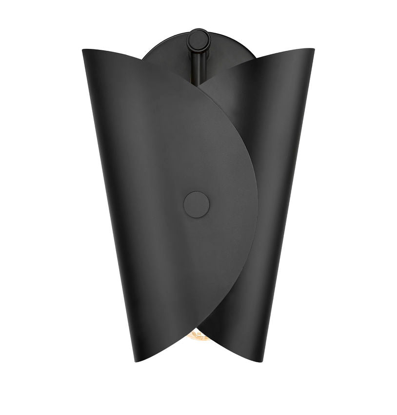 Salone Modern Curved Cone Interior Wall Sconce in Matte Black or White + Gold