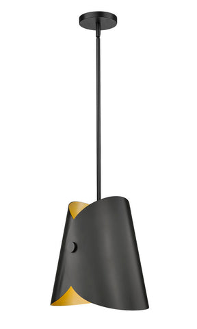 Salone Modern Curved Cone Pendant Light in Matte Black or White + Gold