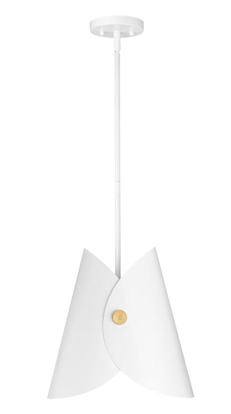 Salone Modern Curved Cone Pendant Light in Matte Black or White + Gold