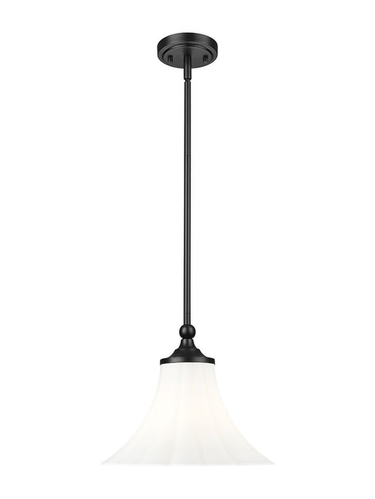 Fleur 12" Vintage-Style Fluted Glass Mini Pendant in Matte Black, Brushed Nickel, and Modern Gold - Midcentury Lighting by Practical Props