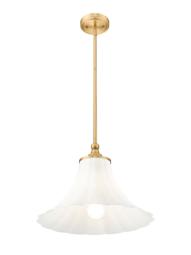 Fleur 16" Vintage-Style Fluted Glass Mini Pendant in Matte Black, Brushed Nickel, and Modern Gold - Midcentury Lighting by Practical Props