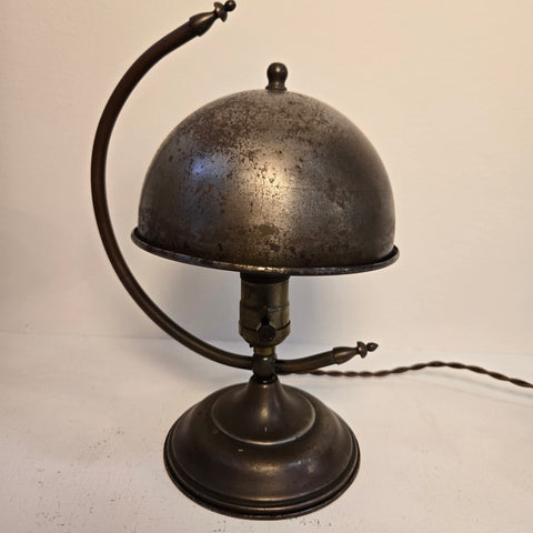 Natural Steel Antique Silver Patina Mini Desk Lamp with Metal Dome Shade