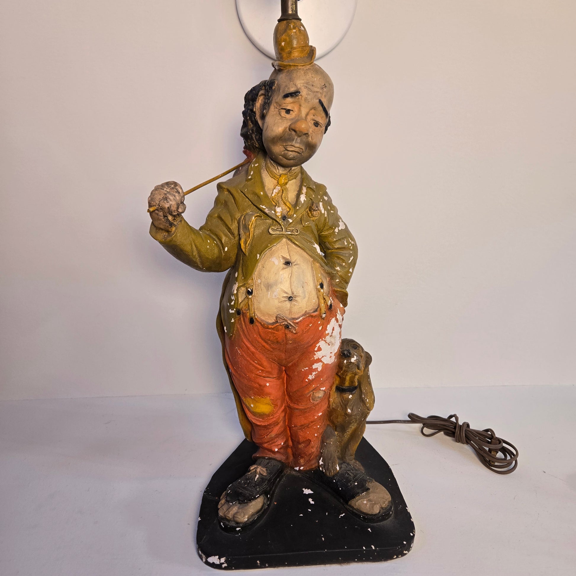 Vintage Hobo & Dog "Tramp Lamp" Large Hand-Painted Character Lamp