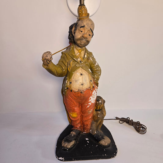 Vintage Hobo & Dog "Tramp Lamp" Large Hand-Painted Character Lamp