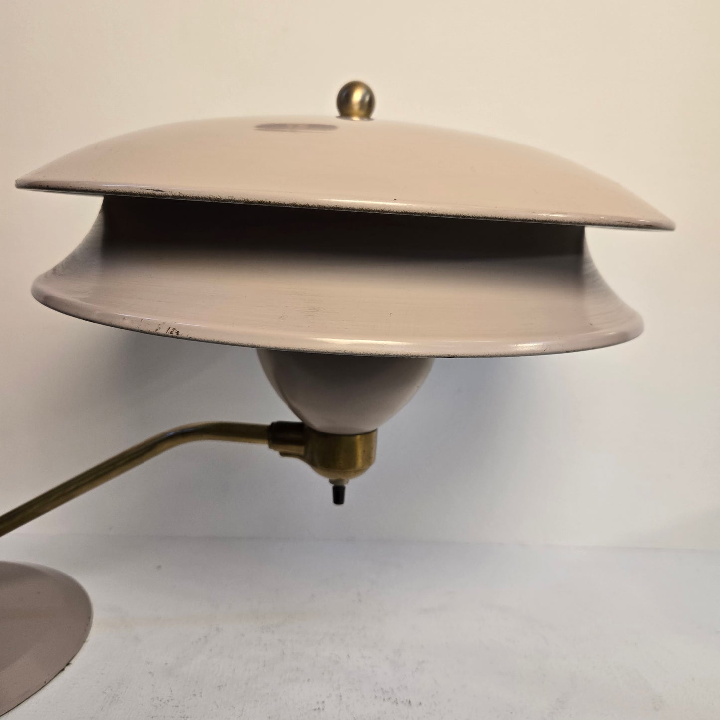 Vintage 1960s Mid Century Modern Metal & Aged Brass Swing-Arm Adjustable Space-Age Desk Lamp