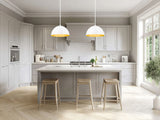 Vega 16" Modern Dome Pendant Light in Matte Black or White with Gold Lining - Midcentury Lighting by Practical Props