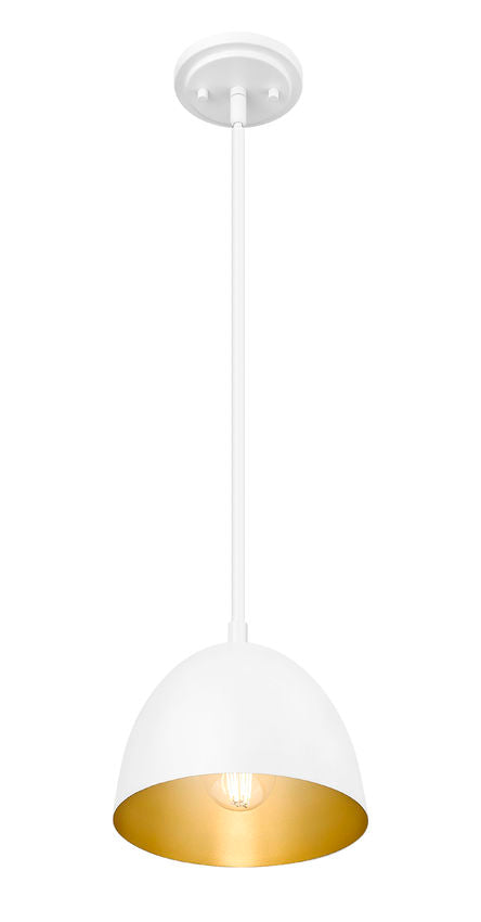 Vega 8" Modern Dome Pendant Light in Matte Black or White with Gold Lining - Midcentury Lighting by Practical Props