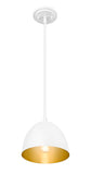Vega 8" Modern Dome Pendant Light in Matte Black or White with Gold Lining - Midcentury Lighting by Practical Props