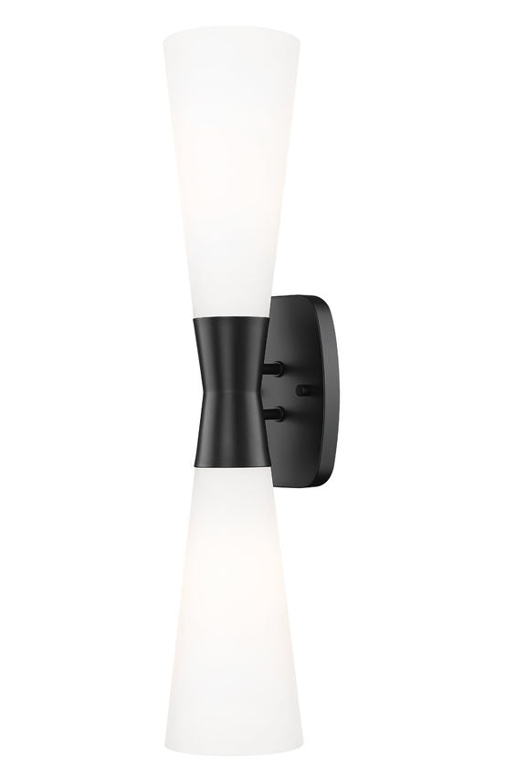 Emrys Large Hourglass Bowtie Frosted Glass Wall Sconce in Matte Black, Modern Gold, Brushed Nickel, or Polished Nickel - Midcentury Lighting by Practical Props