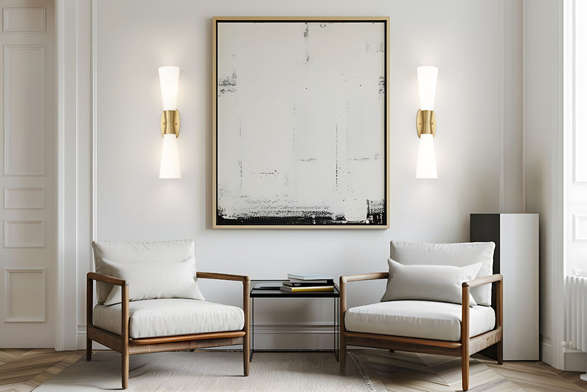 Emrys Large Hourglass Bowtie Frosted Glass Wall Sconce in Matte Black, Modern Gold, Brushed Nickel, or Polished Nickel - Midcentury Lighting by Practical Props