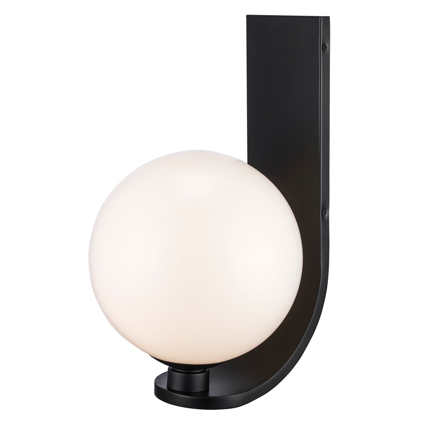 Lane Medium 12" Matte Black Opal Glass Globe Exterior Wall Sconce