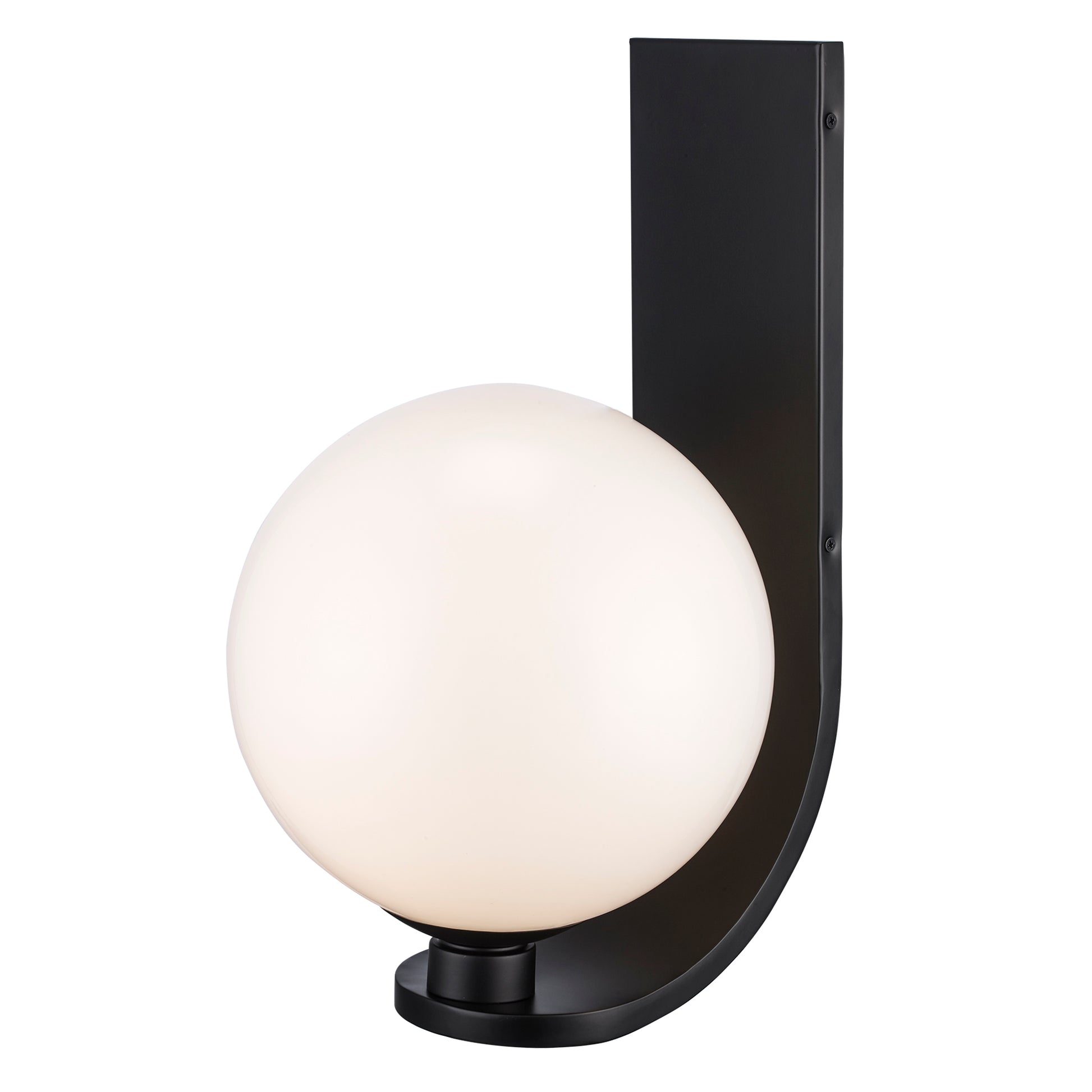 Lane Medium 12" Matte Black Opal Glass Globe Exterior Wall Sconce