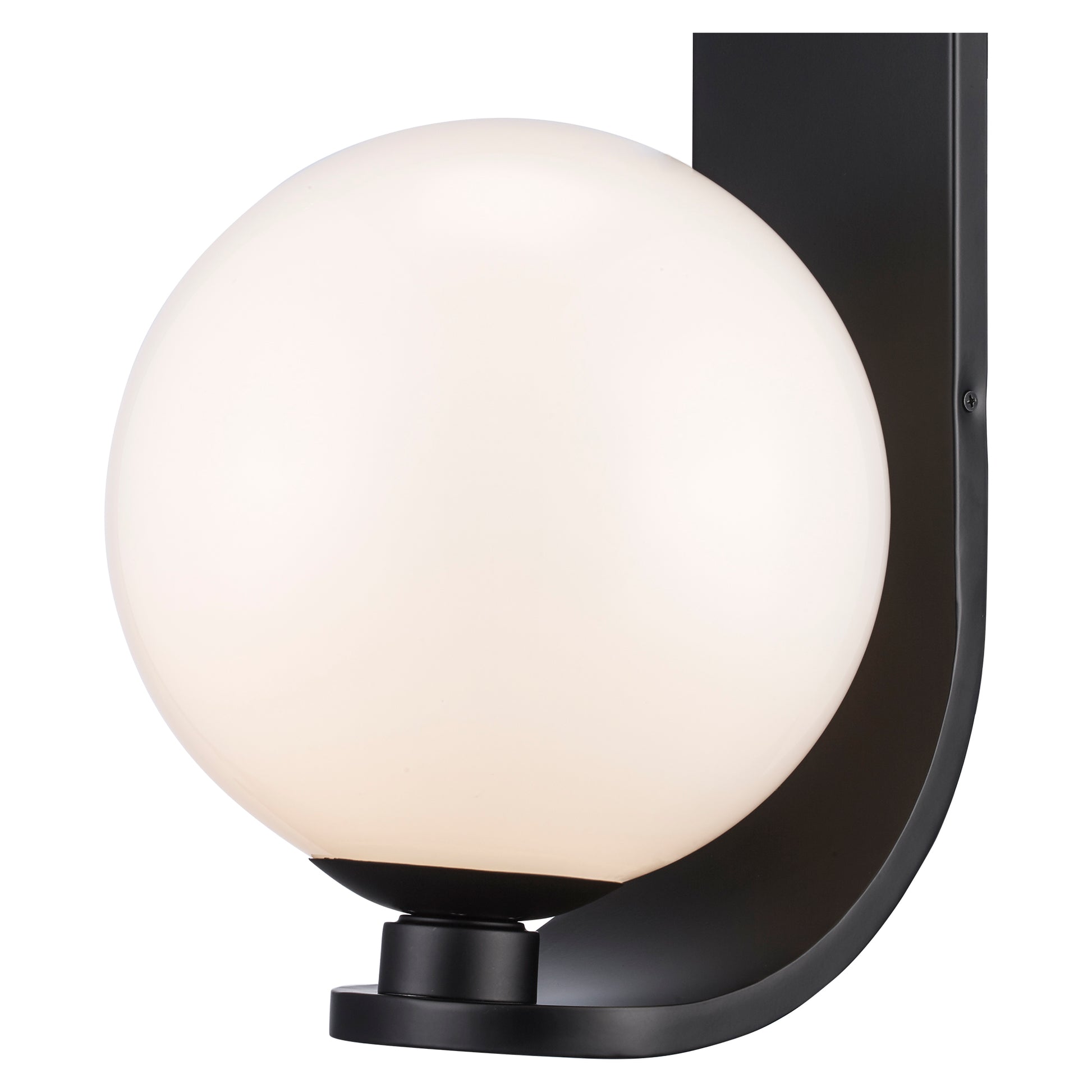 Lane Large 18" Matte Black Opal Glass Globe Exterior Wall Sconce